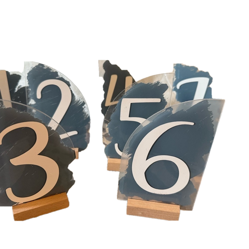 Hand-crafted Acrylic Table Numbers Dusty Blue